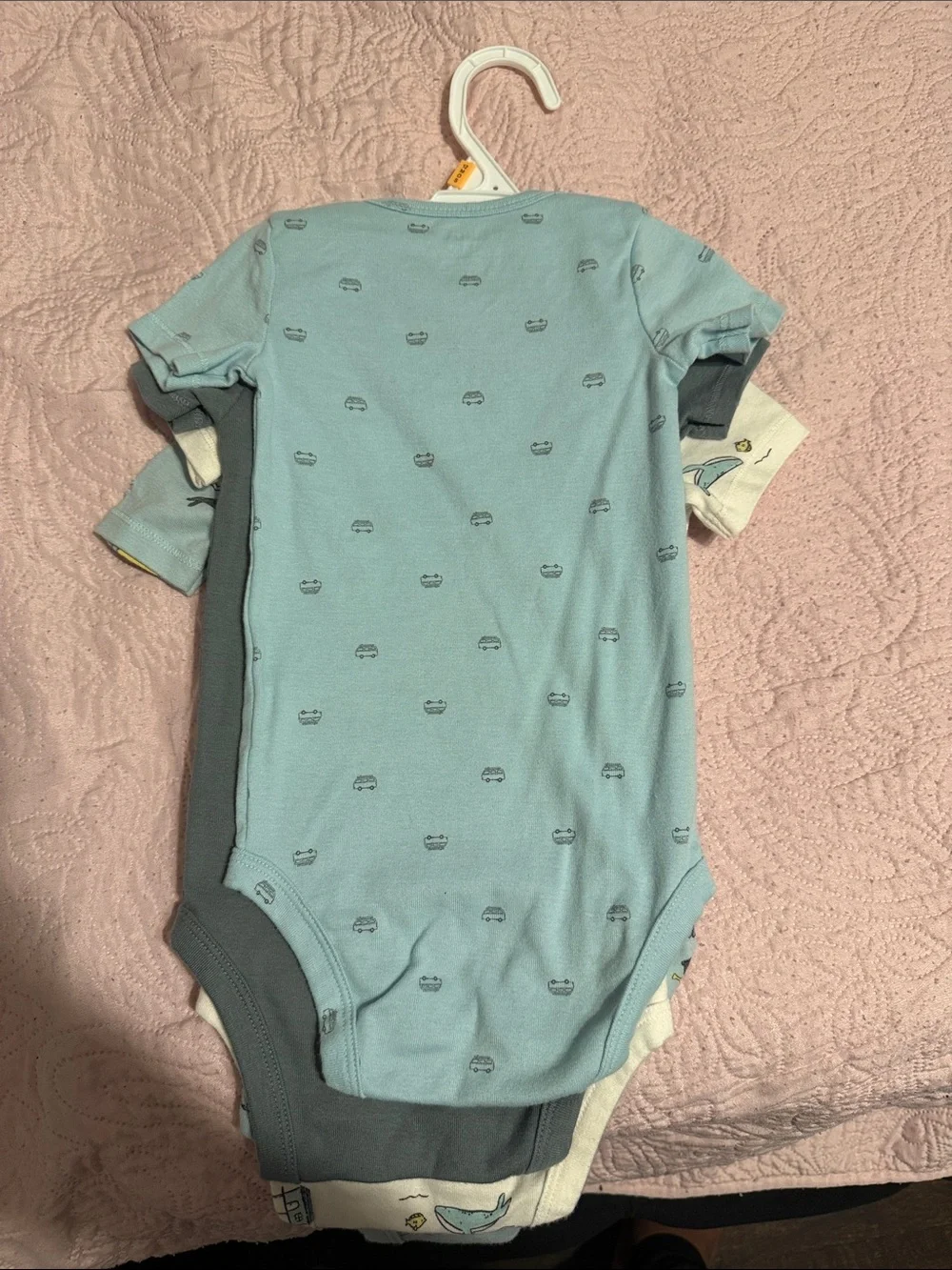 Carter's Light Blue Short-Sleeve One-Piece with Travel & Sea Prints